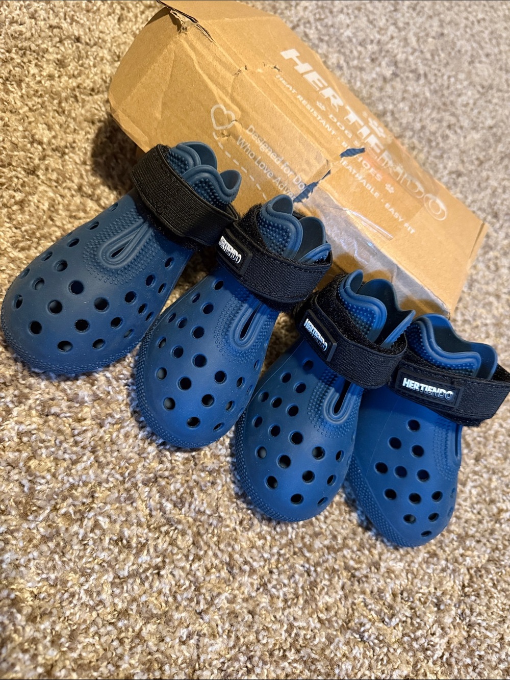 Hertiendo heat resistant breathable easy fit blue Dog Shoes - NEW